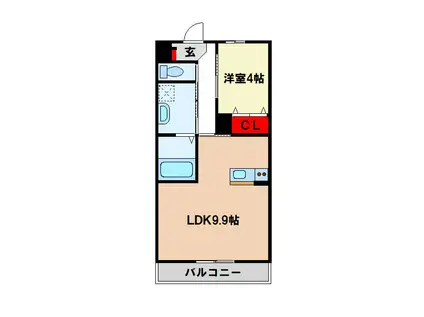 クレジデンス基山(1LDK/2階)の間取り写真