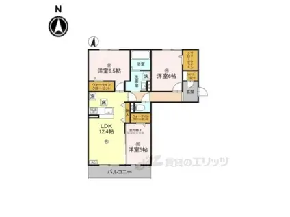 近鉄奈良線 新大宮駅 徒歩18分 3階建 築1年(3LDK/1階)の間取り写真