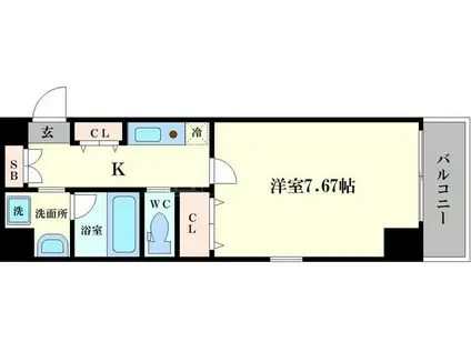 プレジール靭公園(1K/5階)の間取り写真