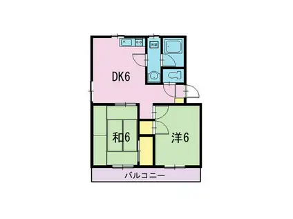 コーポ・ポシェット6(2DK/2階)の間取り写真