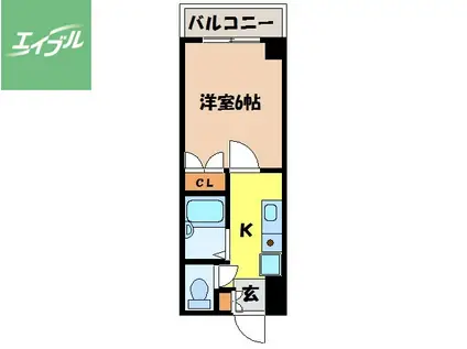 ブリアンジュールM&Y(1K/4階)の間取り写真