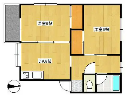 サンハイツ2(2DK/1階)の間取り写真