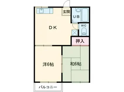 クレッシェンド サカイ(2DK/2階)の間取り写真