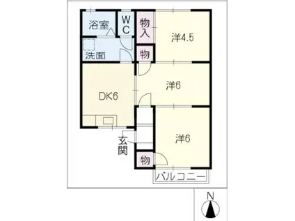サンハイツはるだんの(3DK/1階)の間取り写真