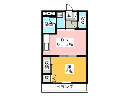 ハイムJORAKU(1DK/2階)の間取り写真