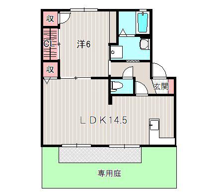サンヴェルデC(1LDK/1階)の間取り写真
