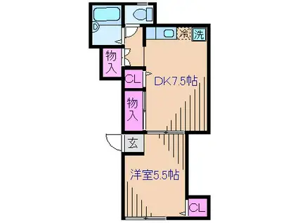ブルーム菊名(1DK/1階)の間取り写真
