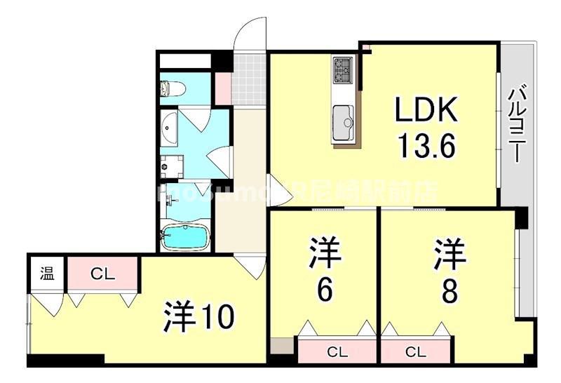 塚口さんさんタウン2番館(3LDK/14階)の間取り写真