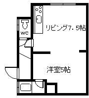 コーポインマツザカ(1DK/1階)の間取り写真