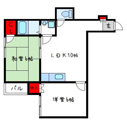 リノン東山本新町(2LDK/2階)の間取り写真