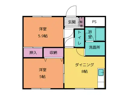 メゾン雅(2DK/1階)の間取り写真