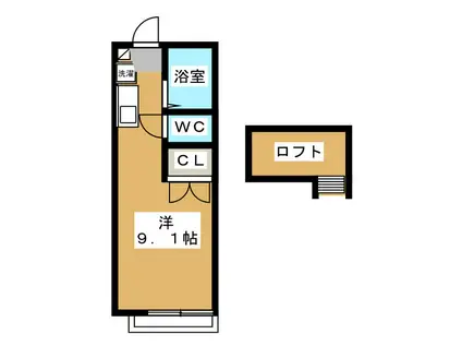 クレール(ワンルーム/2階)の間取り写真