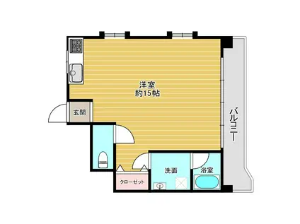 ボスコ乙津I(ワンルーム/4階)の間取り写真