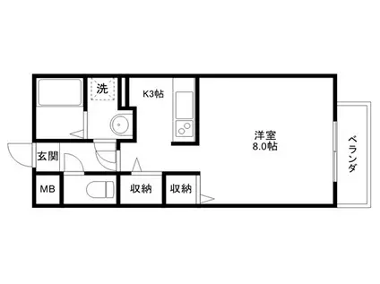 グランパルク A棟(1K/1階)の間取り写真