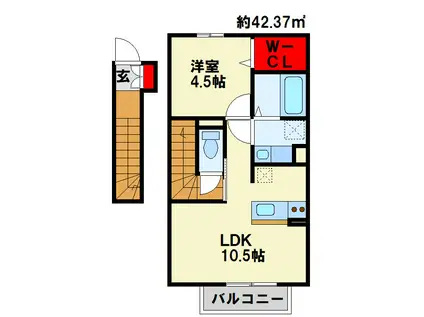 SWS RIVERSIDE D-ROOM(1LDK/2階)の間取り写真