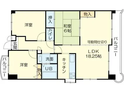ロイヤルコーポ姫路北条(3LDK/3階)の間取り写真