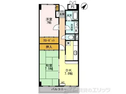 サクセス東太田(2DK/4階)の間取り写真