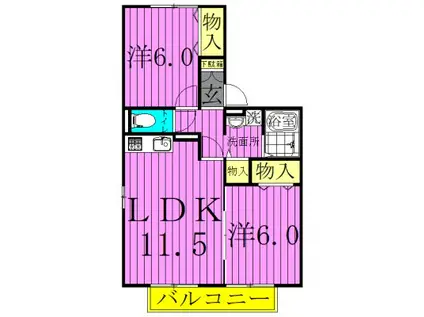 アリエル(2LDK/2階)の間取り写真