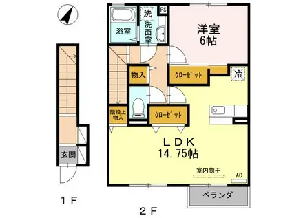 サワディー ファン バーンA(1LDK/2階)の間取り写真