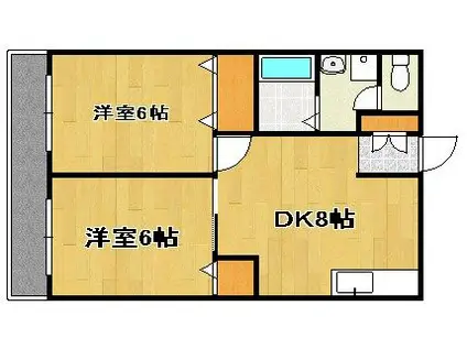 ビバリーハウス細島A(2DK/2階)の間取り写真