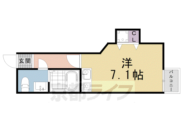 ブリエ西大路(ワンルーム/2階)の間取り写真