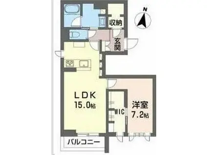 フロレスタ堤通雨宮(1LDK/1階)の間取り写真