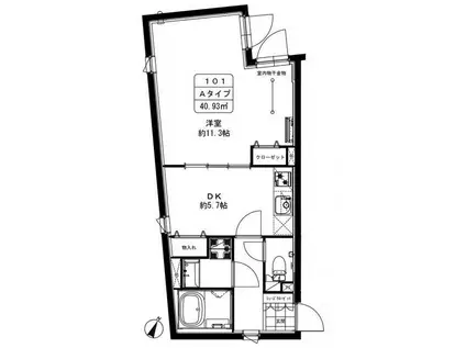 カーサブリランテ本駒込(1DK/1階)の間取り写真