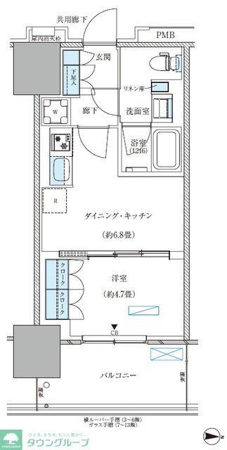 パークアクシス西大島コンフォートスクエア(1DK/11階)の間取り写真