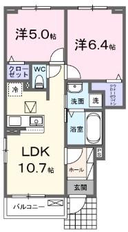 糸久レジデンス龍野 参番館(2LDK/1階)の間取り写真