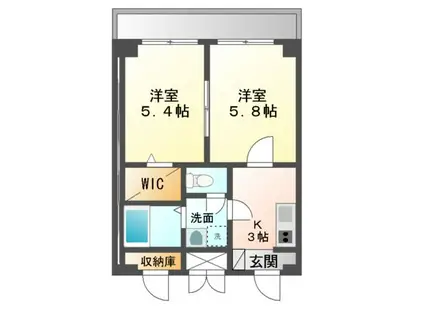 クレール久保(2K/1階)の間取り写真