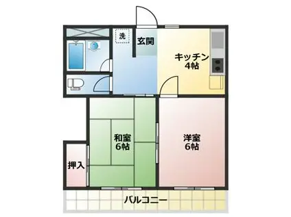 CITY IN リベルテ(2DK/1階)の間取り写真