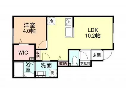 EDGEMOMENT町村(1LDK/1階)の間取り写真