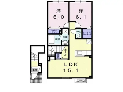 リシェルV(2LDK/2階)の間取り写真