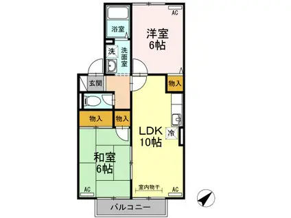リバーポートレイ(2LDK/2階)の間取り写真
