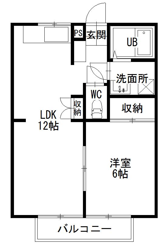 山根ハイツ(1LDK/1階)の間取り写真