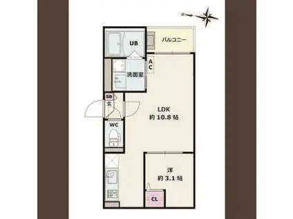 JACK MOTOHOSHIZAKII(1LDK/3階)の間取り写真