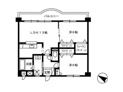クレール長尾II(2LDK/6階)の間取り写真