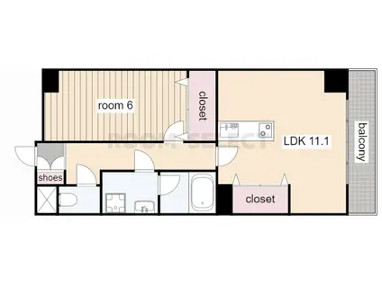 プログレスアサダ瓦町(1LDK/3階)の間取り写真