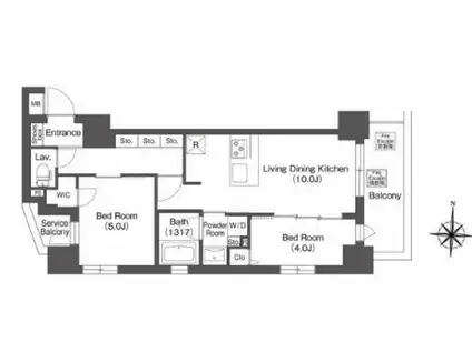バウスフラッツ高円寺(2LDK/7階)の間取り写真