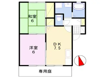 コンフォ―シティII(2DK/1階)の間取り写真