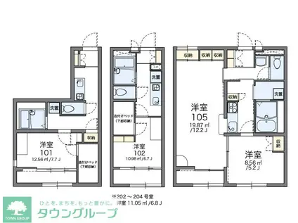 レオパレスドリーム(1K/1階)の間取り写真