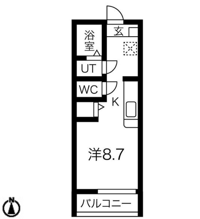 ノワール・エ・ブランII(1K/1階)の間取り写真