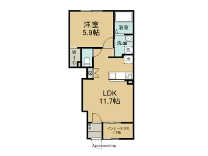 HILLS 2210(1LDK/1階)の間取り写真
