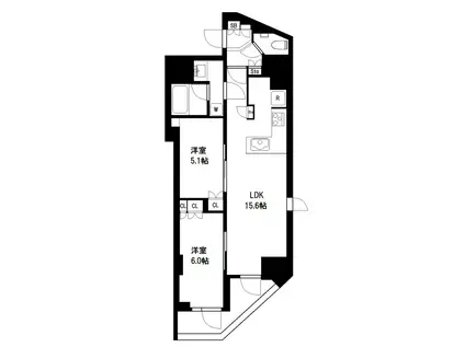 オープンレジデンシア中野ステーションサイド(2LDK/14階)の間取り写真