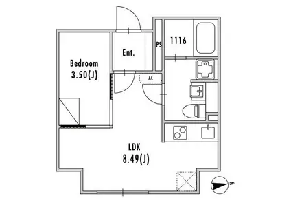 グランパセオ大森3(1DK/3階)の間取り写真