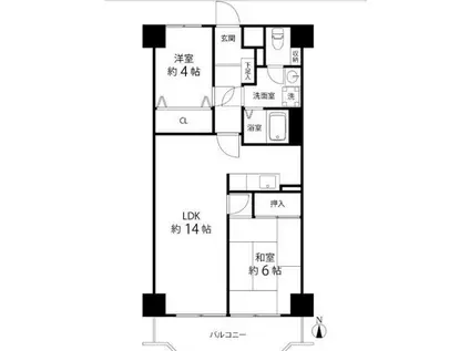 TSGARDEN越谷大袋(2LDK/4階)の間取り写真