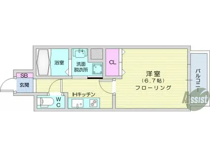 LIVE CASA 仙台長町(1K/7階)の間取り写真