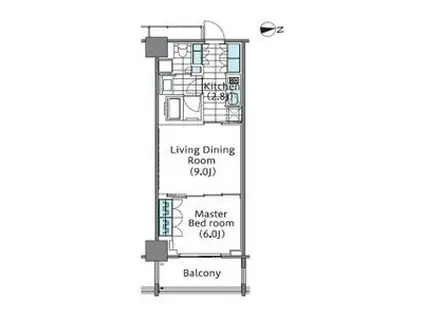 コンフォリア新宿イーストサイドタワー(1LDK/6階)の間取り写真