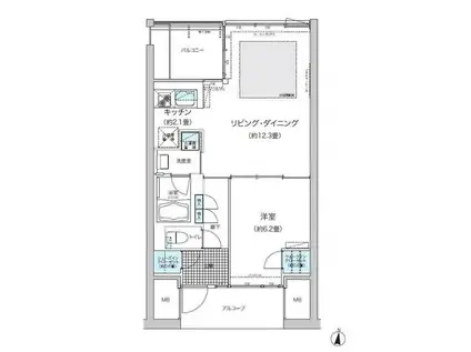 ガーデニエール砧 ウエスト(1LDK/2階)の間取り写真