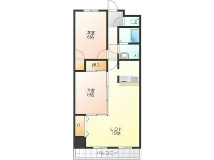 グランドステージ桜ヶ丘(2LDK/6階)の間取り写真